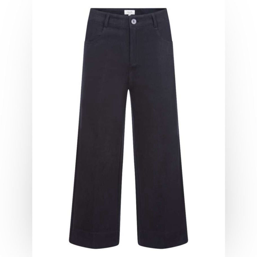 Grace & Mila Black Wide Leg Trousers Size M High Rise Cropped Cotton David